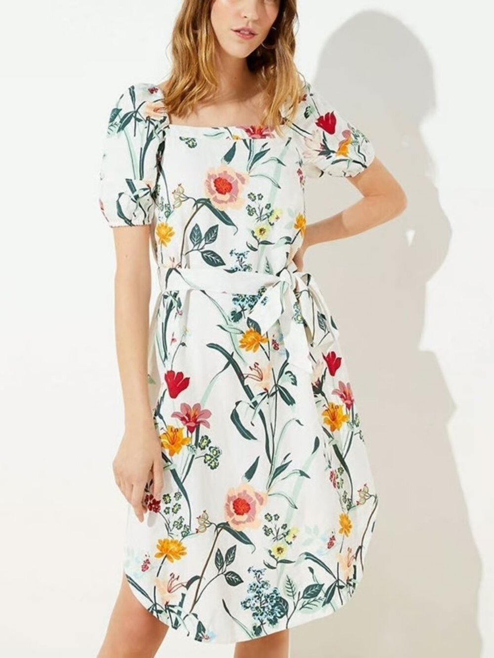 LOFT white floral midi dress - size petite 0